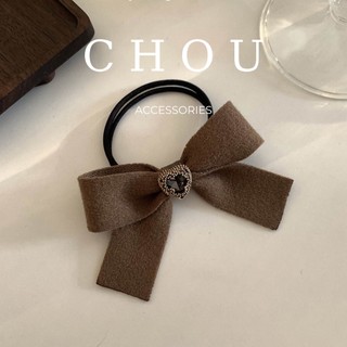Dây buộc tóc nơ đính đá trái tim | chou accessories |