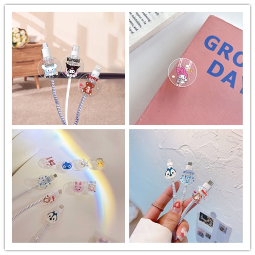 1 Phụ Kiện Bảo Vệ Dây Cáp Sạc Qipin Hình Tròn Trong Suốt Tiện Dụng