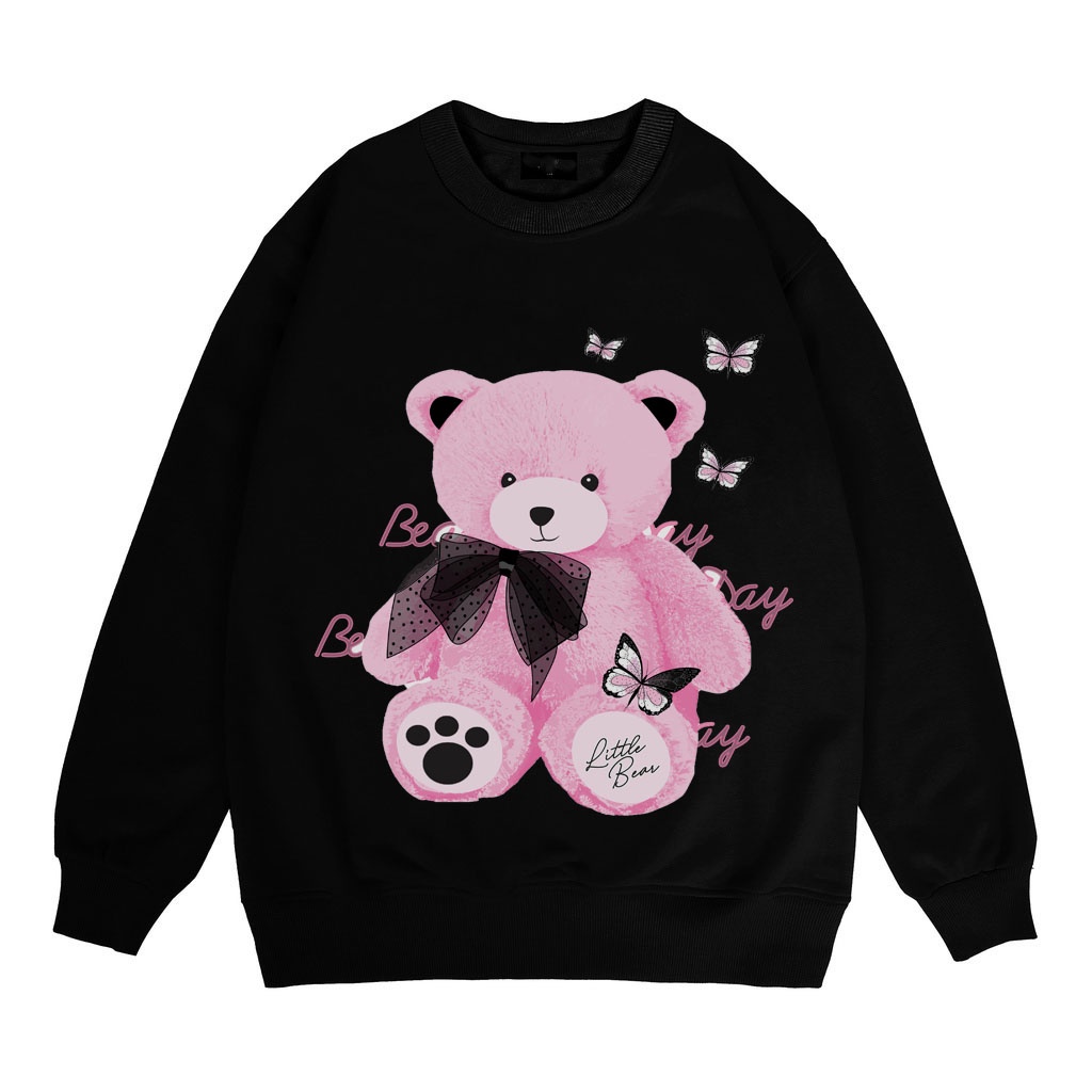 SWEATER GẤU HỒNG 5D NỈ BÔNG DÀY MỊN,ẤM ÁP