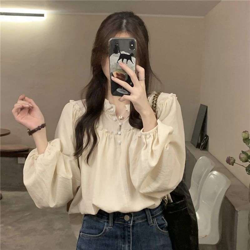 Áo Kiểu Tay Phồng Phong Cách Retro Pháp Ngọt Ngào