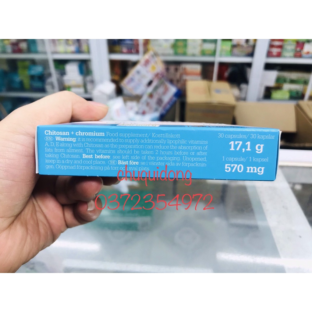 Giảm cân mỡ bụng hiệu quả an toàn CHITOSAN CROM 30 viên nhập khẩu Ba Lan