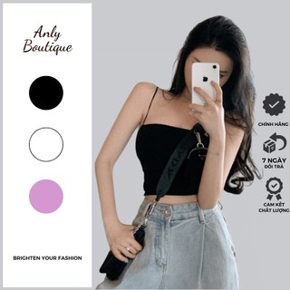 Áo hai dây croptop ôm nữ trắng đen, áo crt 2 dây ôm body sexy đẹp kiểu dáng basic