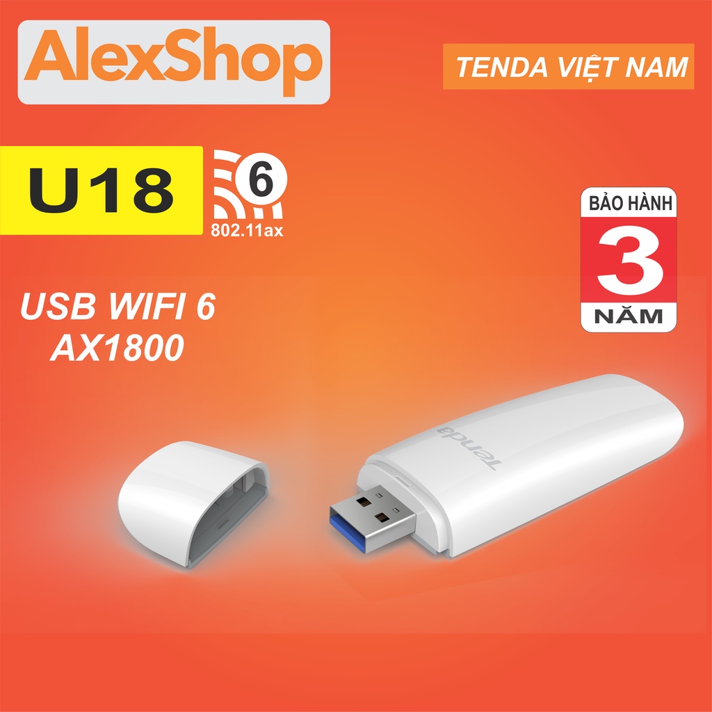 USB Thu WiFi 6 Tenda U18 Dành Cho PC, Laptop Băng Thông AX1800 - Chính Hãng