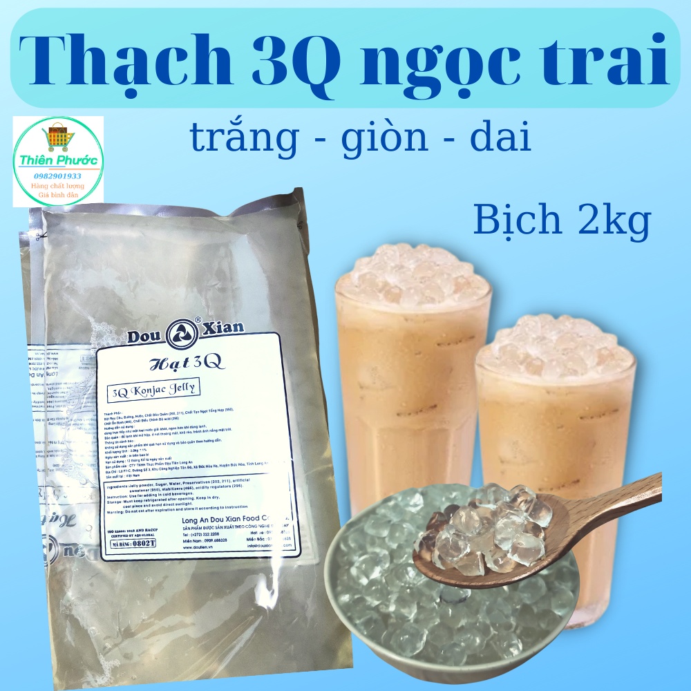 Thạch trân châu 3Q giòn dai trắng cà phê caramel - túi 2kg mua 3kg giảm 6k