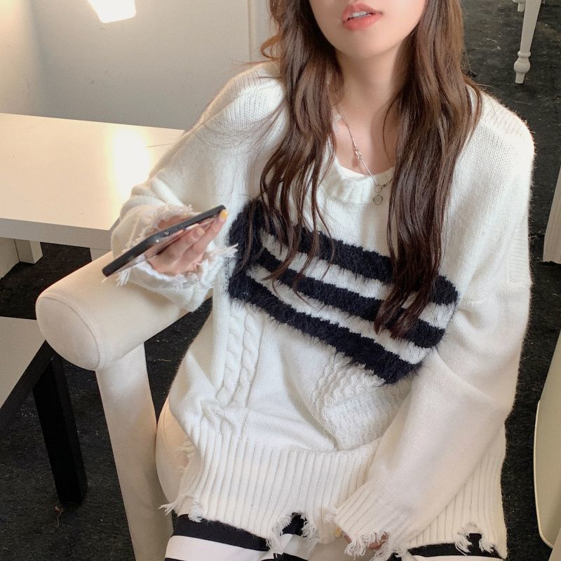 Áo Sweater Dáng Rộng Thiết Kế Mới Thời Trang Mùa Thu Đông Theo Phong Cách Vintage Dành Cho Nữ