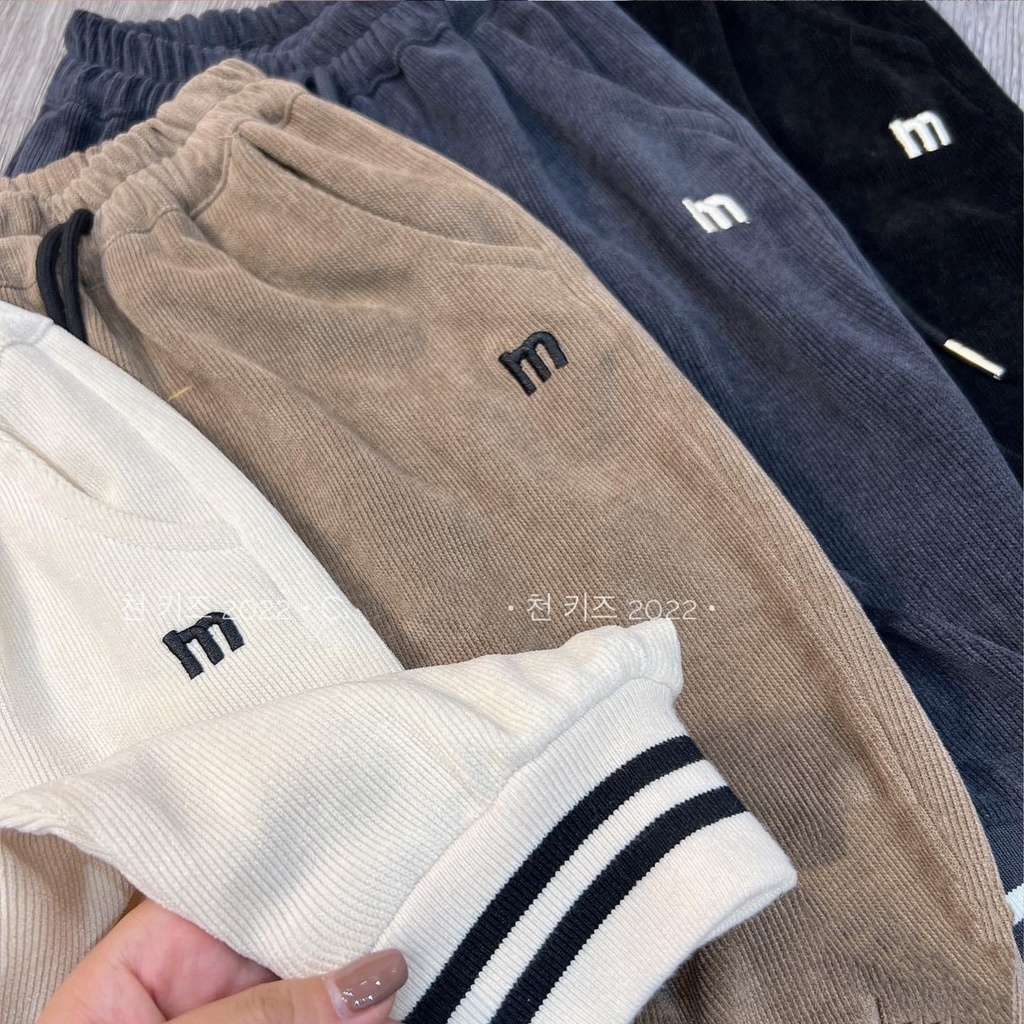 Quần Dài Nhung Tăm Cho Bé Trai, Quần Dài Bo Gấu Ống Đứng Kidbabyonline K163