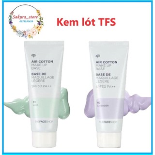 Kem lót kiềm dầu và hiệu chỉnh tông da air cotton makeup base spf30 pa++ tfs 35g