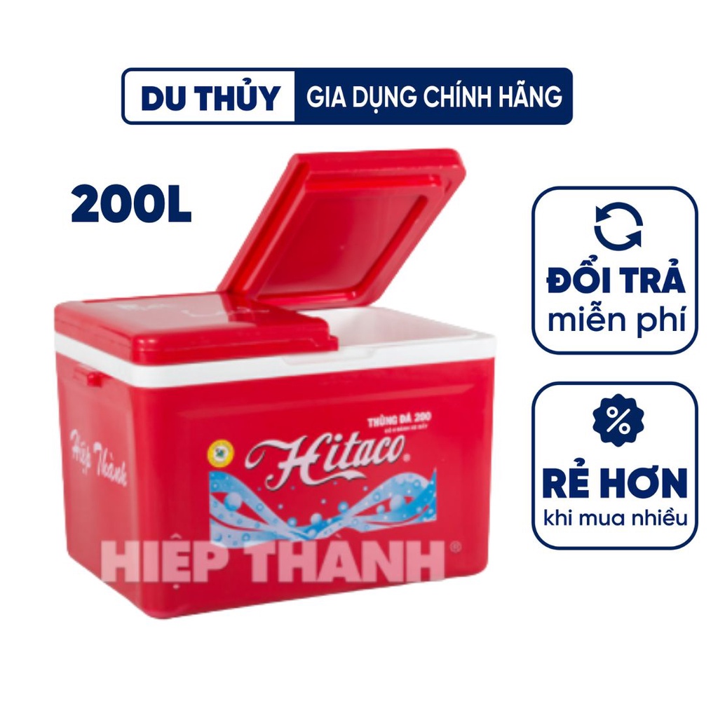 Thùng đá vuông loại lớn 200L có bánh xe, 2 cánh mở thương hiệu nhựa Hiệp Thành của gia dụng Du Thủy