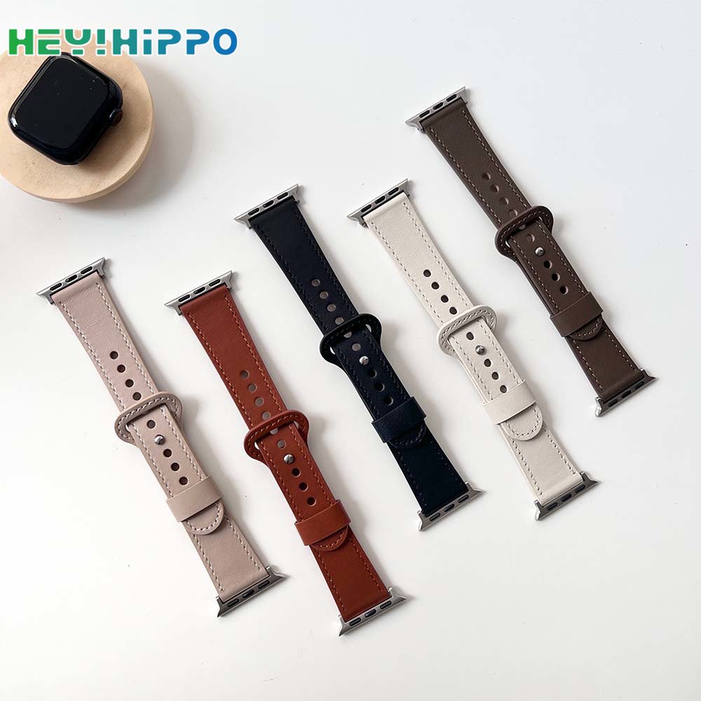 Dây Đeo Bằng Da Kiểu Núm Vú Giả Cho Đồng Hồ Thông Minh Series 8 / 7 / 6 / 5 / SE / 4 iwatch 45 / 44 / 42 / 41 / 40 / 38mm