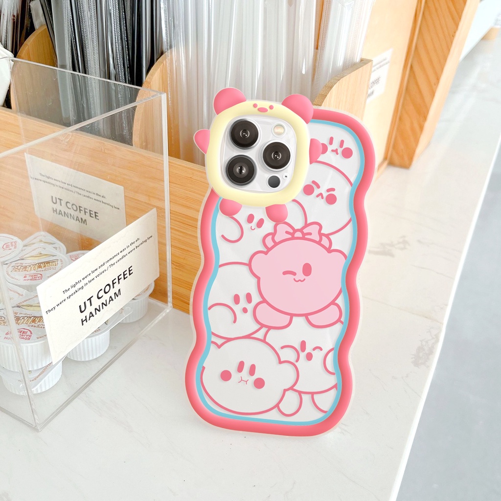 Ốp iphone viền gấu lượn sóng Pink Kirby hồng cho 6/6plus/6s/6splus/7/7plus/8/8plus/x/xr/xs/11/12/13/pro/max/plus/promax