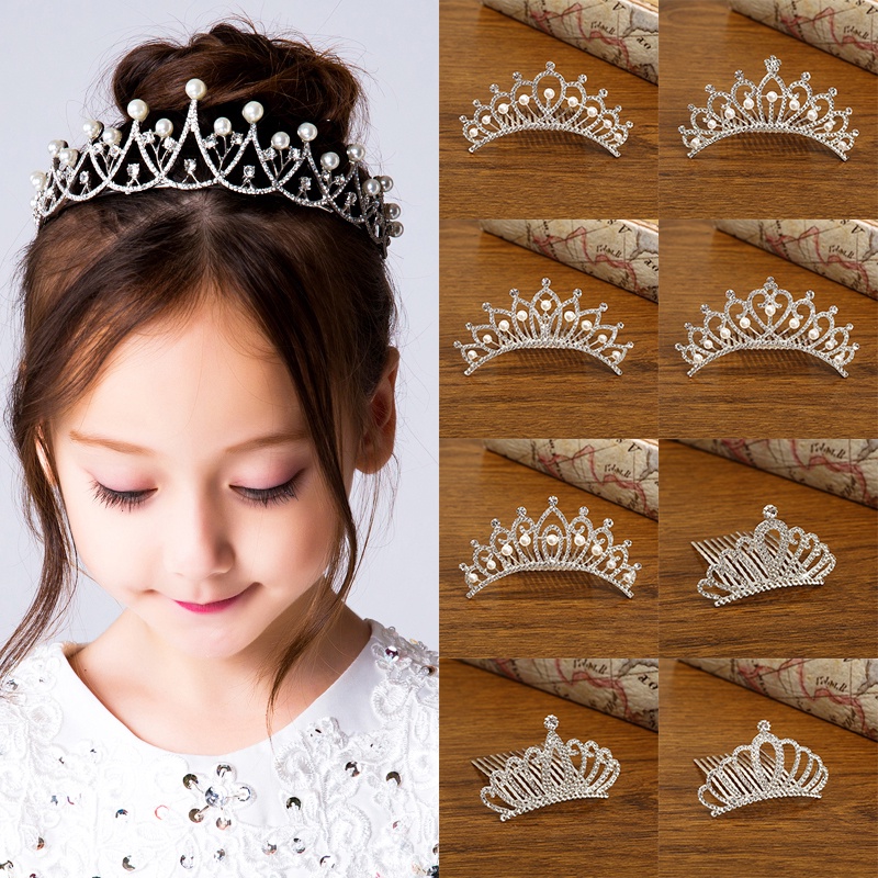 Lược Cài Tóc Hình Vương Miện Công Chúa Đính Đá Xinh Xắn Cho Bé Gái