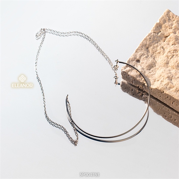 Vòng tay nữ bạc 925 Eleanor Accessories sợi mảnh phối mắt xích viền trơn phụ kiện trang sức 4763