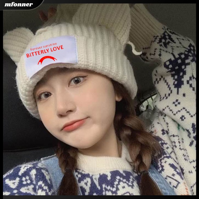 Mũ Len Beanie Đính Tai Mèo Dễ Thương Cho Nam Và Nữ