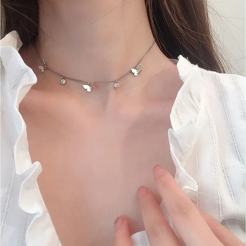 Vòng cổ Mặt Hình Bướm Đơn Giản Phong Cách Hàn Quốc Cho Nữ