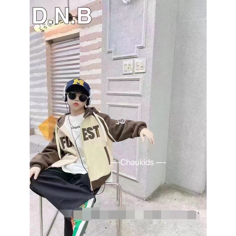 Áo nỉ mũ pha màu FOR cho bé