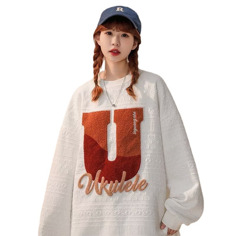 IELGY    Áo sweater Cổ Tròn Dáng Rộng Phong Cách Thời Trang Đường Phố Cho Nữ