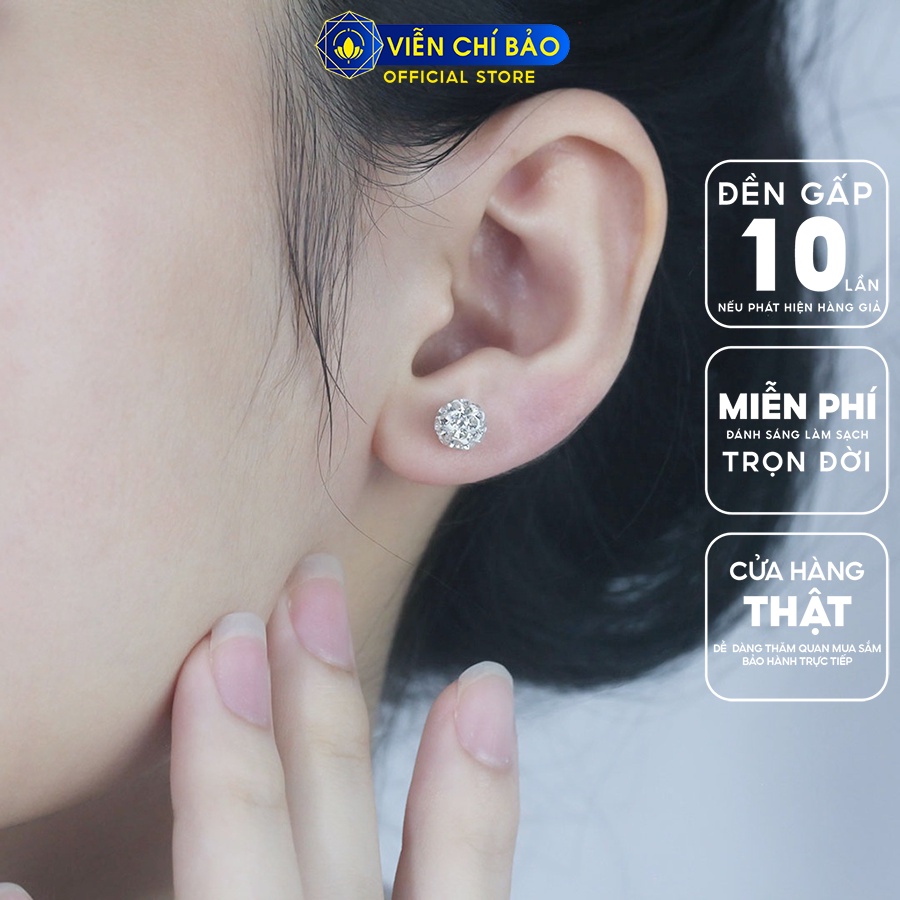 Bông tai bạc nữ quả cầu pha lê chất liệu bạc 925 thời trang phụ kiện trang sức Viễn Chí Bảo B400558