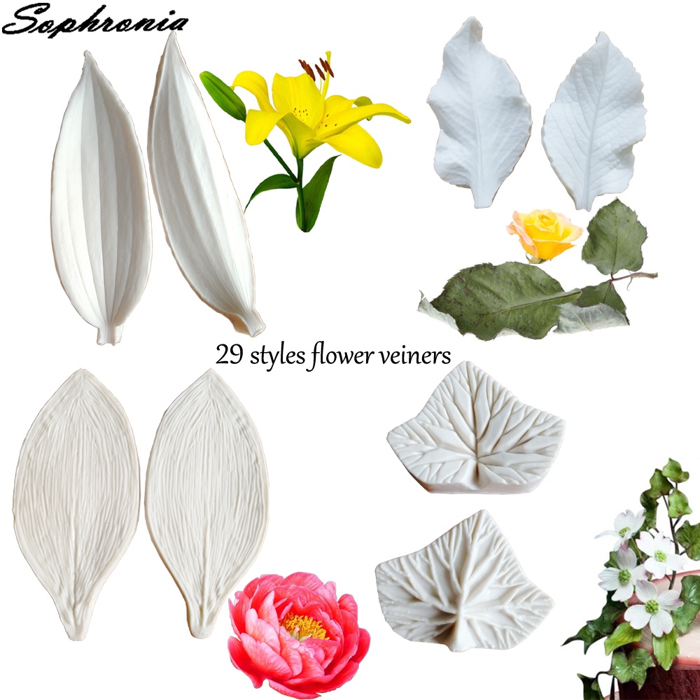 Hoa 28 Phong Cách 28 Kiểu Khác Nhau &amp; Khuôn Silicone Làm Bánh Hình Lá Cây C336