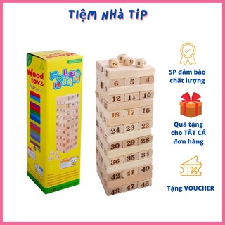 Bộ đồ chơi rút gỗ 48 thanh in số kèm xúc xắc