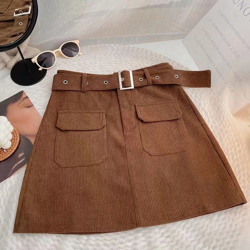 Chân Váy Nhung Chữ A Lưng Cao Thời Trang Thu Đông Hàn Quốc Dành Cho Nữ