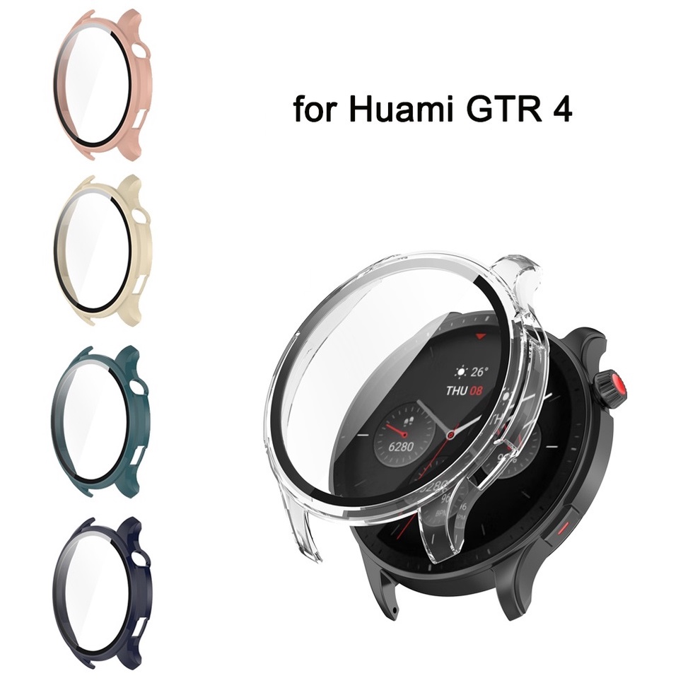 Ốp Bảo Vệ Bằng PC Cứng Mỏng Nhẹ Kèm Kính Cường Lực Chống Trầy Cho Huami Amazfit GTR4 GTR 4