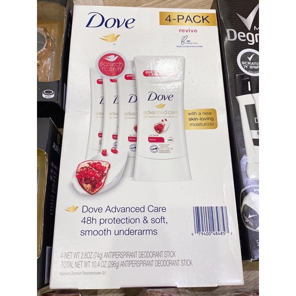 Lăn khử mùi Dove mùi lựu 74g - Nhập USA