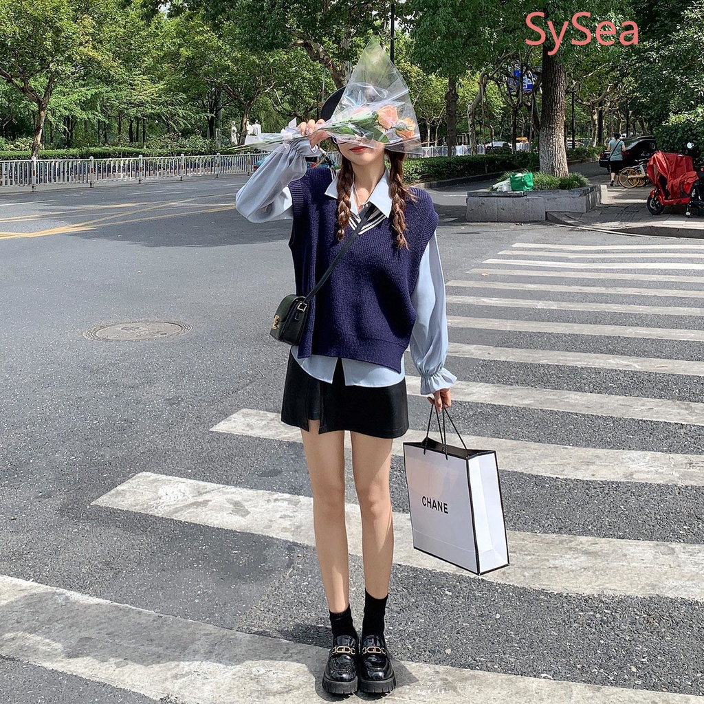 Áo Dệt Kim Sát Nách Thời Trang Retro Hàn Quốc Cho Nữ