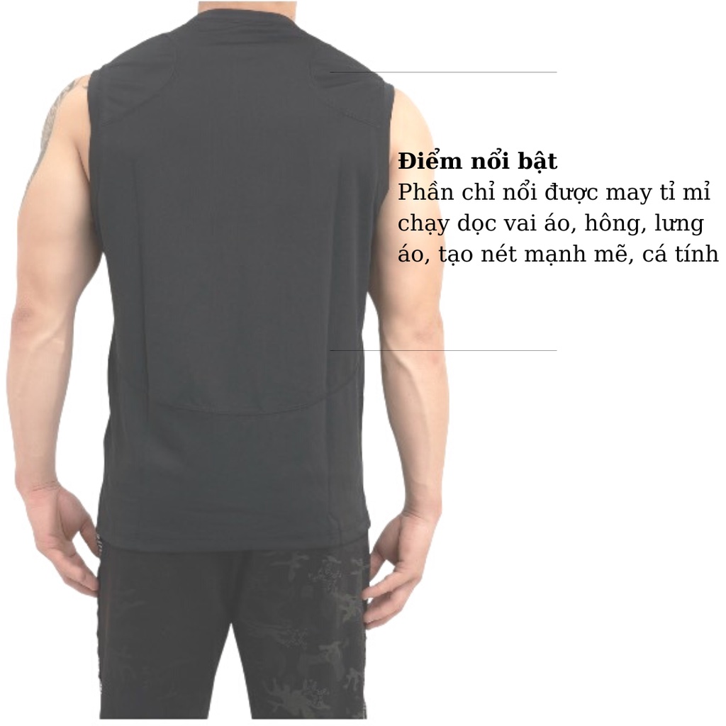 Áo thun tanktop thể thao nam trơn cổ tròn HUDOMAN form slimfit sát nách vải thun lạnh thông thoáng thoải mái vận động
