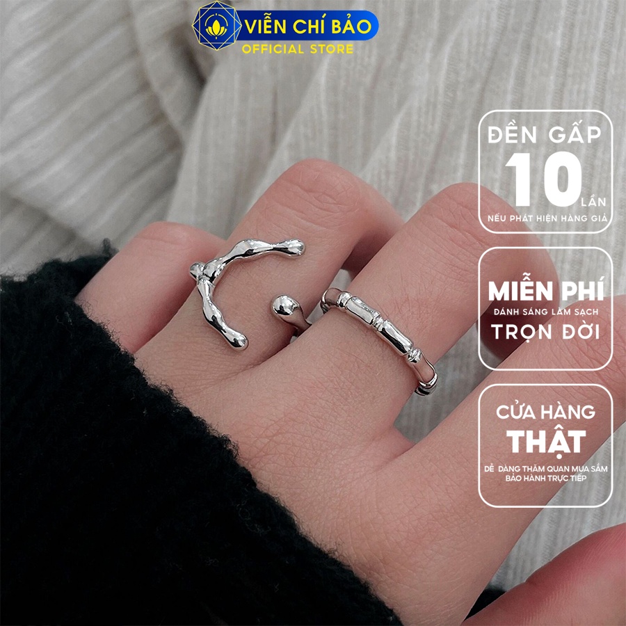 Nhẫn chữ C cách điệu chất liệu bạc Thái 925 thời trang phụ kiện trang sức nữ Viễn Chí Bảo N000592