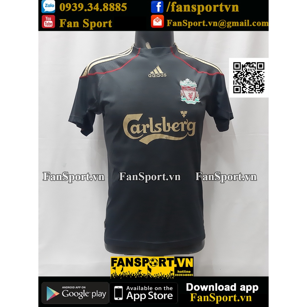 Áo đấu cầu thủ bóng đá Torres 9 Liverpool 2009 2010 away shirt black jersey E85312 size XLB