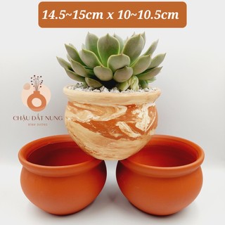 Chậu đất nung, chậu sen đá - bắp cải 15105, miệng chậu 14.5-15cm, chiều cao 10-10.5cm