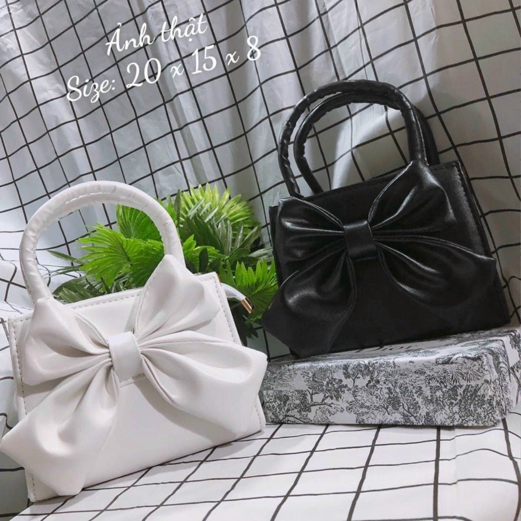 Túi xách nữ hàn quốc nơ quai da dáng công sở 4 màu xinh size 20cm có dây đeo chéo da PU đẹp HC_HA M146