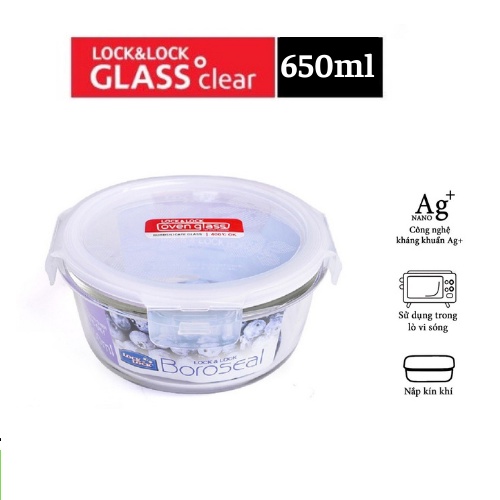 Hộp thuỷ tinh tròn Lock&Lock 650ml, hộp cơm văn phòng lock and lock