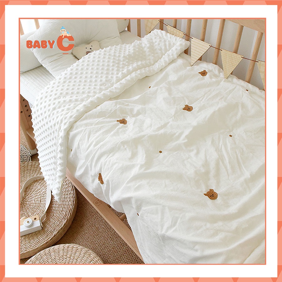 (Tặng tất cho bé) Chăn hạt đậu trần bông siêu dày dặn, mềm mại và giữ ấm cho bé - BabyC