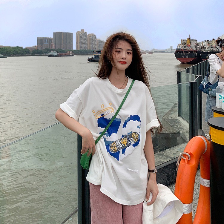 NRVP Áo Thun Unisex Mùa Hè Dáng Suông Tay Cộc Phong Cách Hàn Quốc Cho Nam Nữ