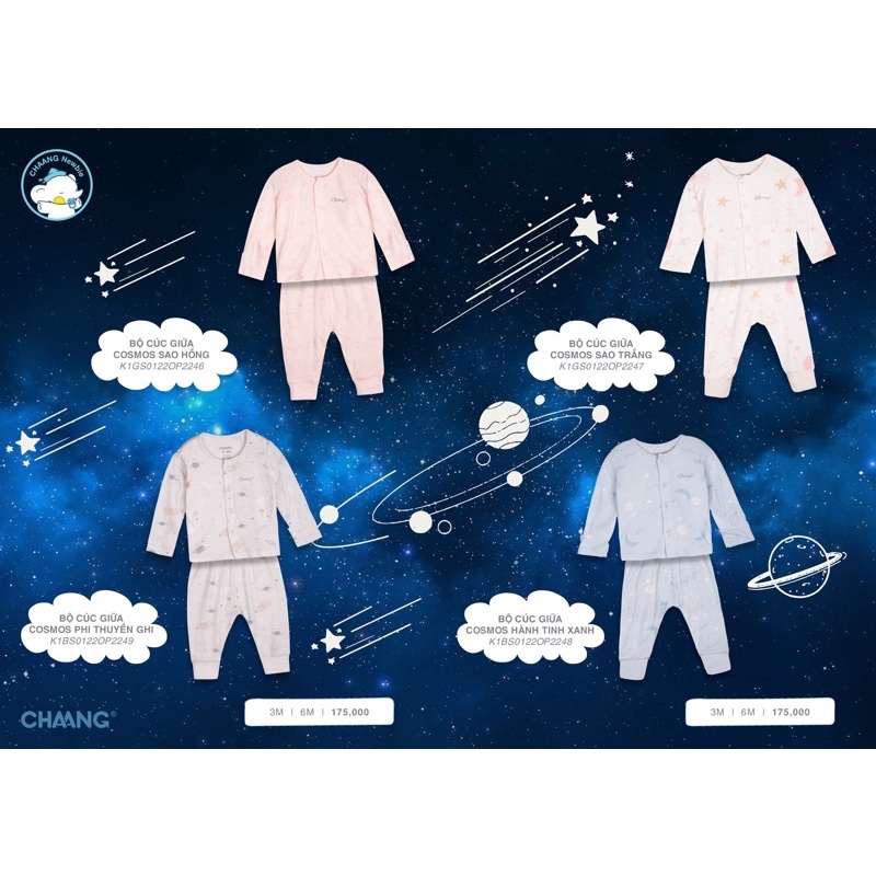 Chaang bộ quần áo dài tay Chaang Cosmos giữ ấm cho bé sơ sinh AW22D13
