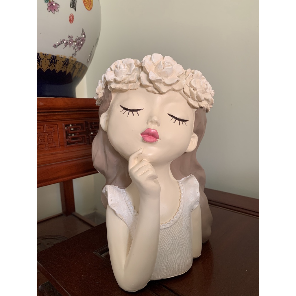 Tượng cô giá trang trí hoa decor GIÁ RẺ trang trí làm quà tặng,trồng sen đá, cắm hoa theo sở thích