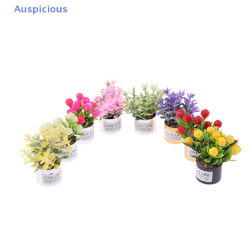 1 Chậu Hoa Oải Hương Mini Bằng Sắt Tỉ Lệ 1: 12 Trang Trí Nhà Búp Bê / Tiểu Cảnh