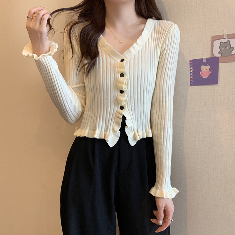 áo len nam hàn quốc cổ v khoác nữ croptop cổ bèo tiểu thư thiết kế nữ sang chảnh nữ đẹp