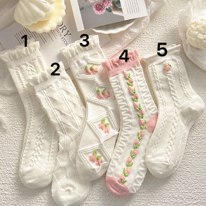 Vớ cotton Mỏng Phối Ren Thời Trang Xuân Thu Cho Nữ