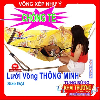 Lưới võng xếp thông minh chống té tiêu chuẩn Nhật Bản hình Đôrêmon cho bé size đại, lưới võng chống rơi chống lật trẻ em