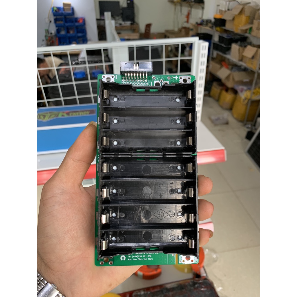 Khay Pin 18650, 7S, 25V, BMS Kết Nối Qua Jack IDE, 16 Pin