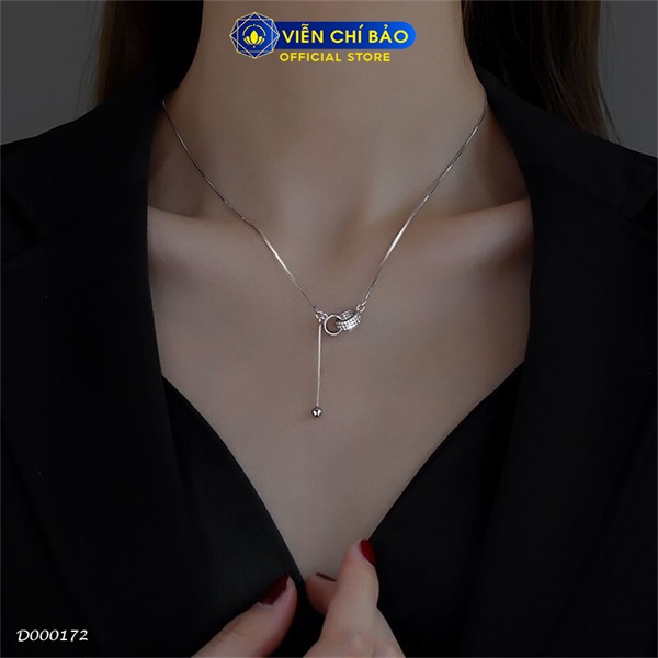 Dây chuyền bạc nữ tròn lồng charm bi chất liệu bạc 925 thời trang phụ kiện trang sức Viễn Chí Bảo D000172
