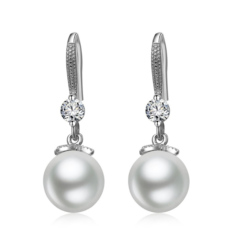 Bông Tai Dáng Dài Đính Hạt Ngọc Trai Màu Bạc Thời Trang Dự Tiệc Cưới