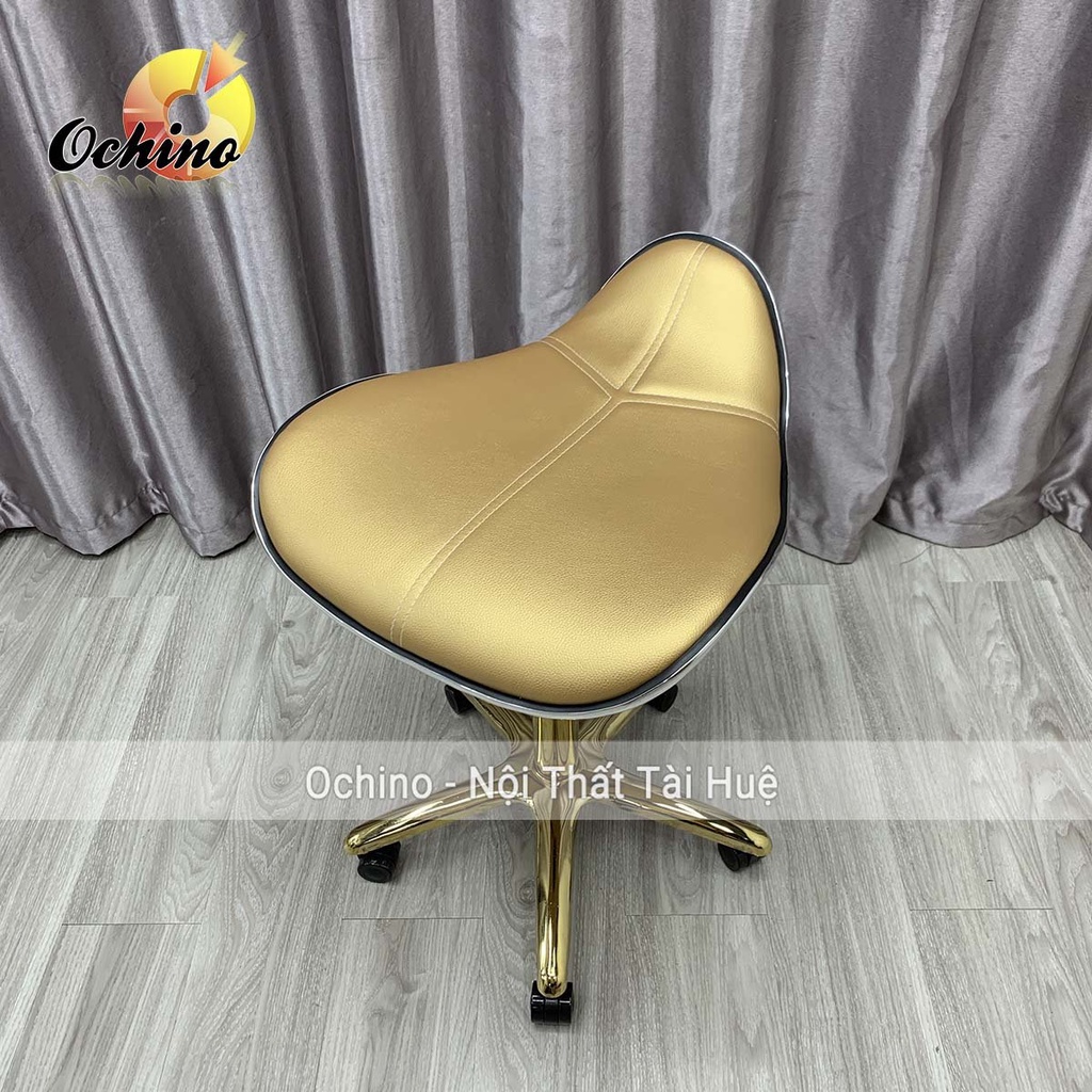Ghế Spa, Ghế Trang Điểm Mẫu Da Cá Không Tựa Bánh Xe Chân Vàng Sao Cao Cấp (Ảnh Thật Và Video)