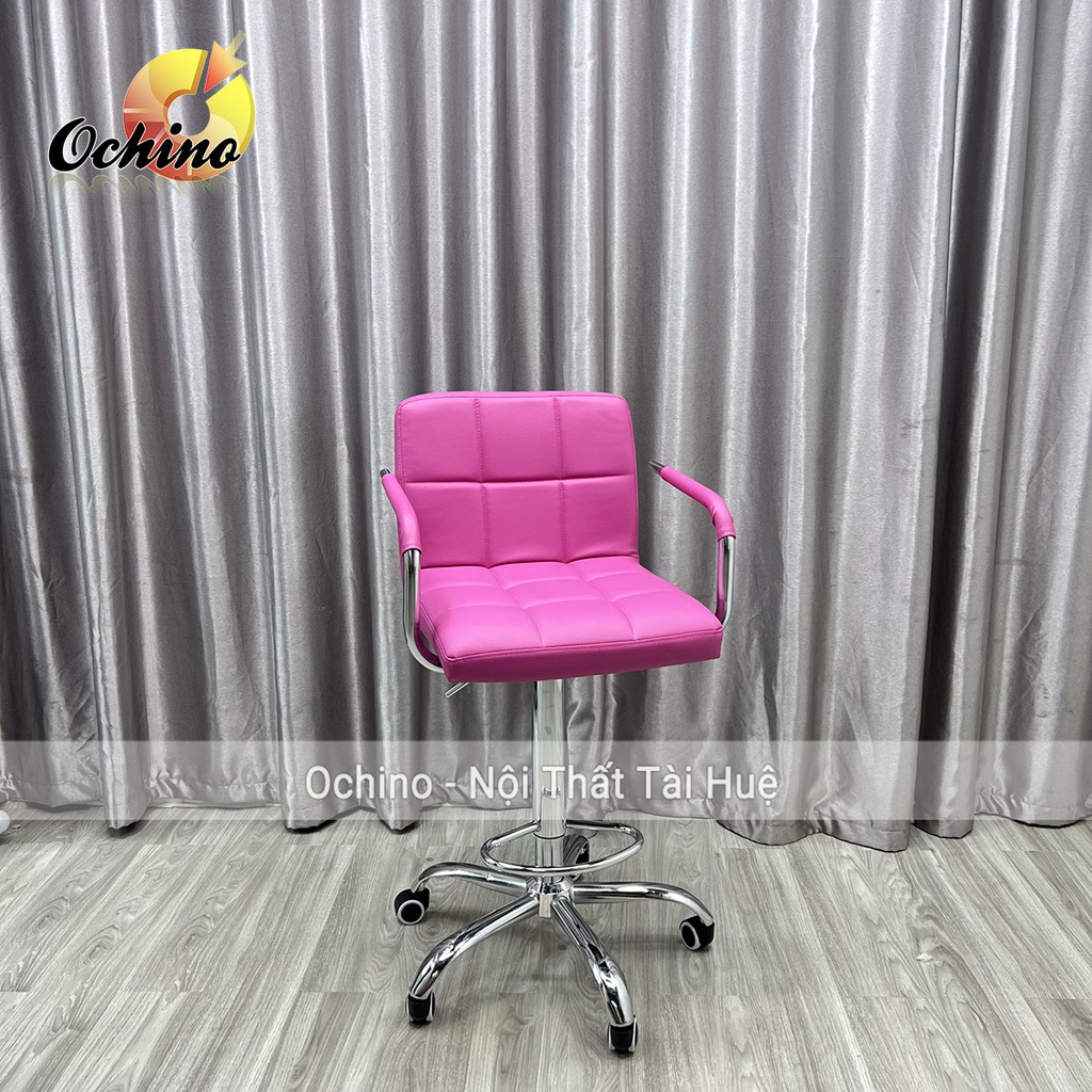 Ghế Ngồi làm bánh Chống mỏi Lưng Có Bánh Xe Điều Chỉnh Độ Cao 65/ 85Cm Và Xoay 360 Độ Mẫu Vịn Tay Inox