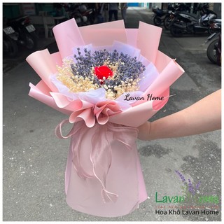 Bó hoa mix lavender kèm hoa hồng sáp và baby - Tặng sinh nhật, kỉ niệm, quà tốt nghiệp, hoa tặng mẹ, nguời yêU