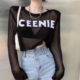 Áo lưới nữ tay dài croptop CEENIE thời trang