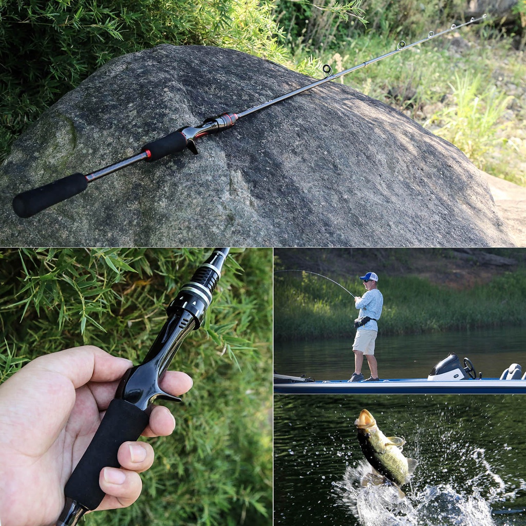 Cần câu Mới 1,8 m / 6ft 2 bagian Quay / Đúc Cần câu bằng sợi carbon EVA Tay cầm Câu cá
