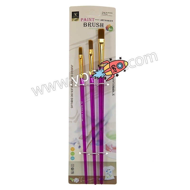 bộ 3 Cọ vẽ màu nước, màu acrylic sơn dầu thân tím trong